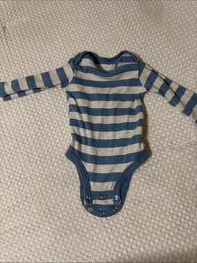 Cartier Blue and Gray Striped Baby Bodysuit